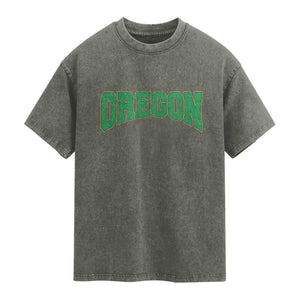 Oregon Sports Throwback Design Jersey Style Washed Cotton T-Shirt