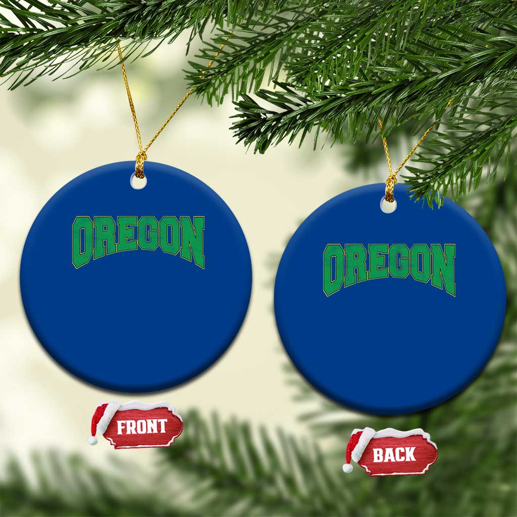 Oregon Sports Throwback Design Jersey Style Ceramic Ornament