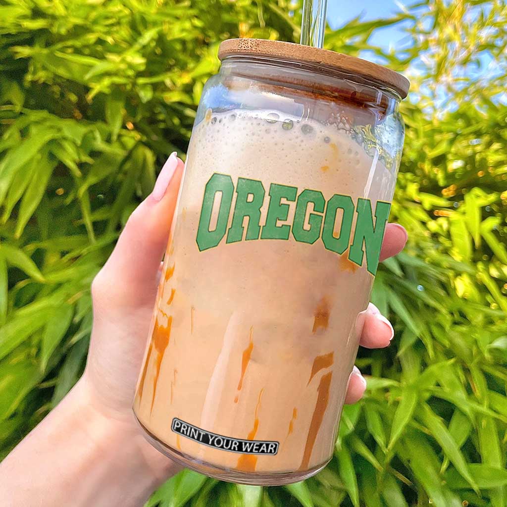 Oregon Sports Throwback Design Jersey Style Glass Can