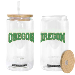 Oregon Sports Throwback Design Jersey Style Glass Can