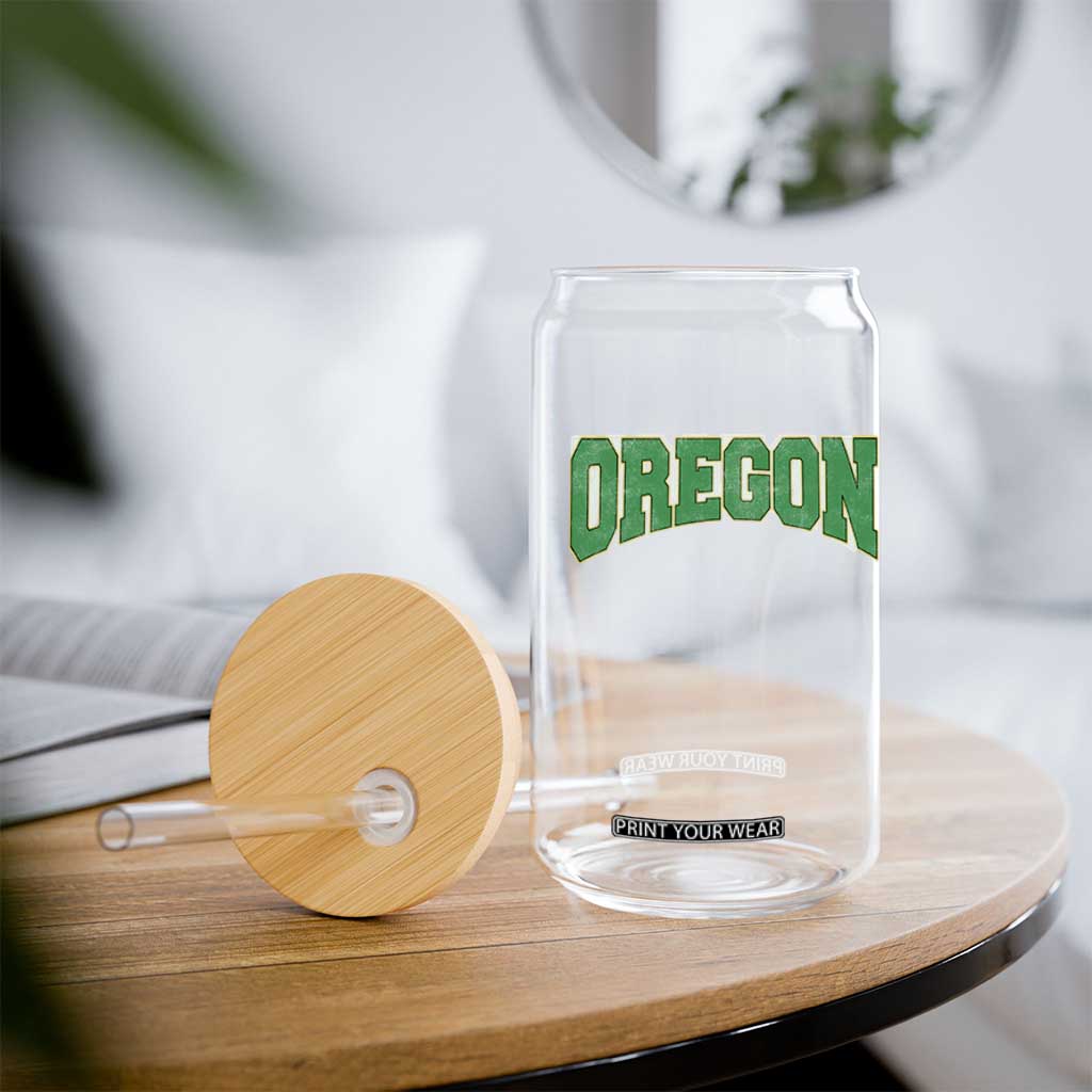 Oregon Sports Throwback Design Jersey Style Glass Can