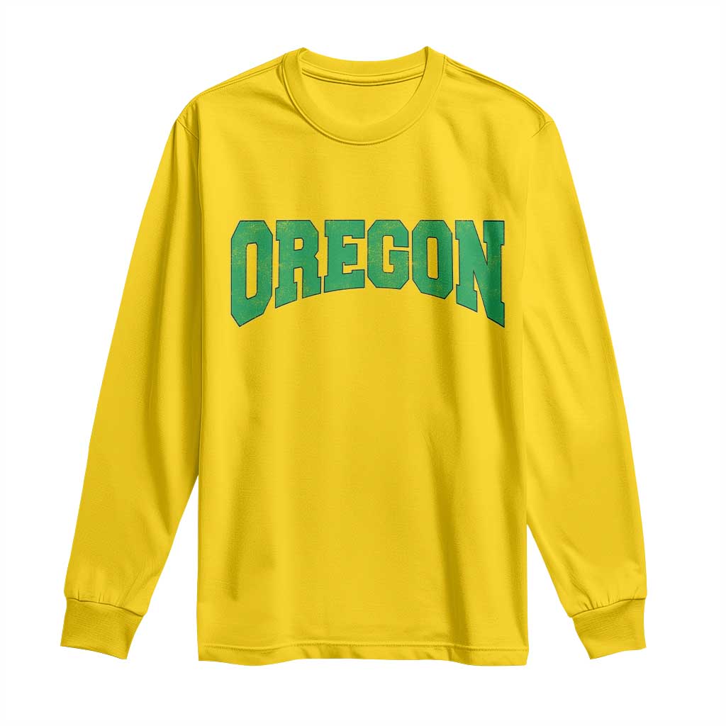 Oregon Sports Throwback Design Jersey Style Long Sleeve Shirt