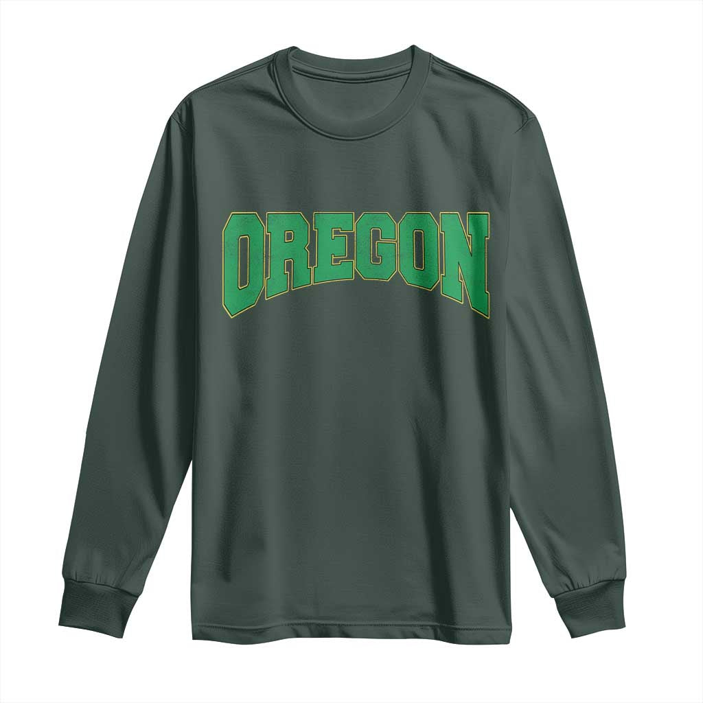 Oregon Sports Throwback Design Jersey Style Long Sleeve Shirt