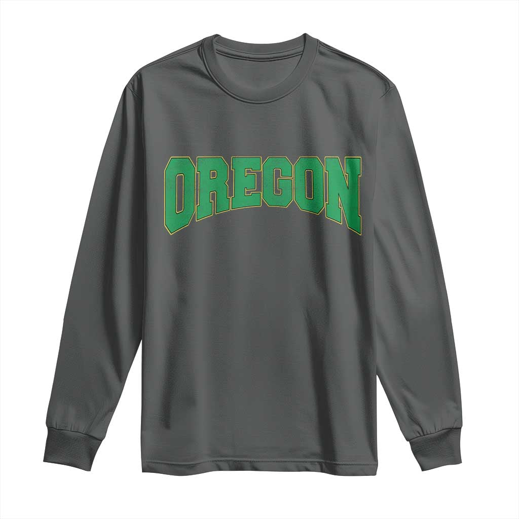 Oregon Sports Throwback Design Jersey Style Long Sleeve Shirt