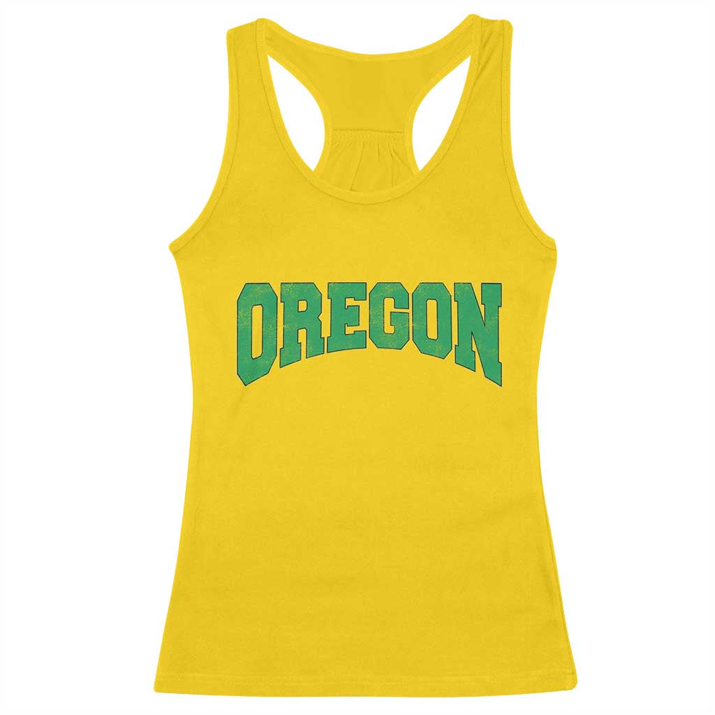Oregon Sports Throwback Design Jersey Style Racerback Tank Top