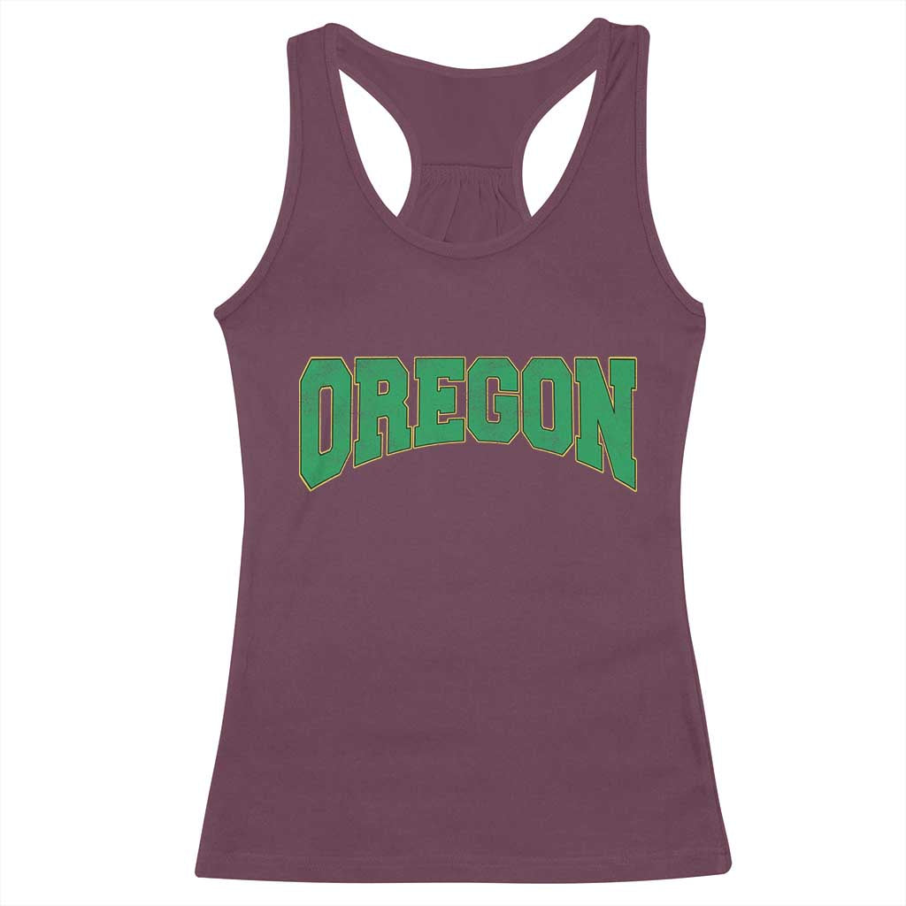 Oregon Sports Throwback Design Jersey Style Racerback Tank Top