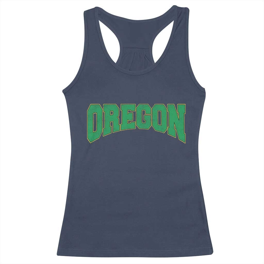 Oregon Sports Throwback Design Jersey Style Racerback Tank Top
