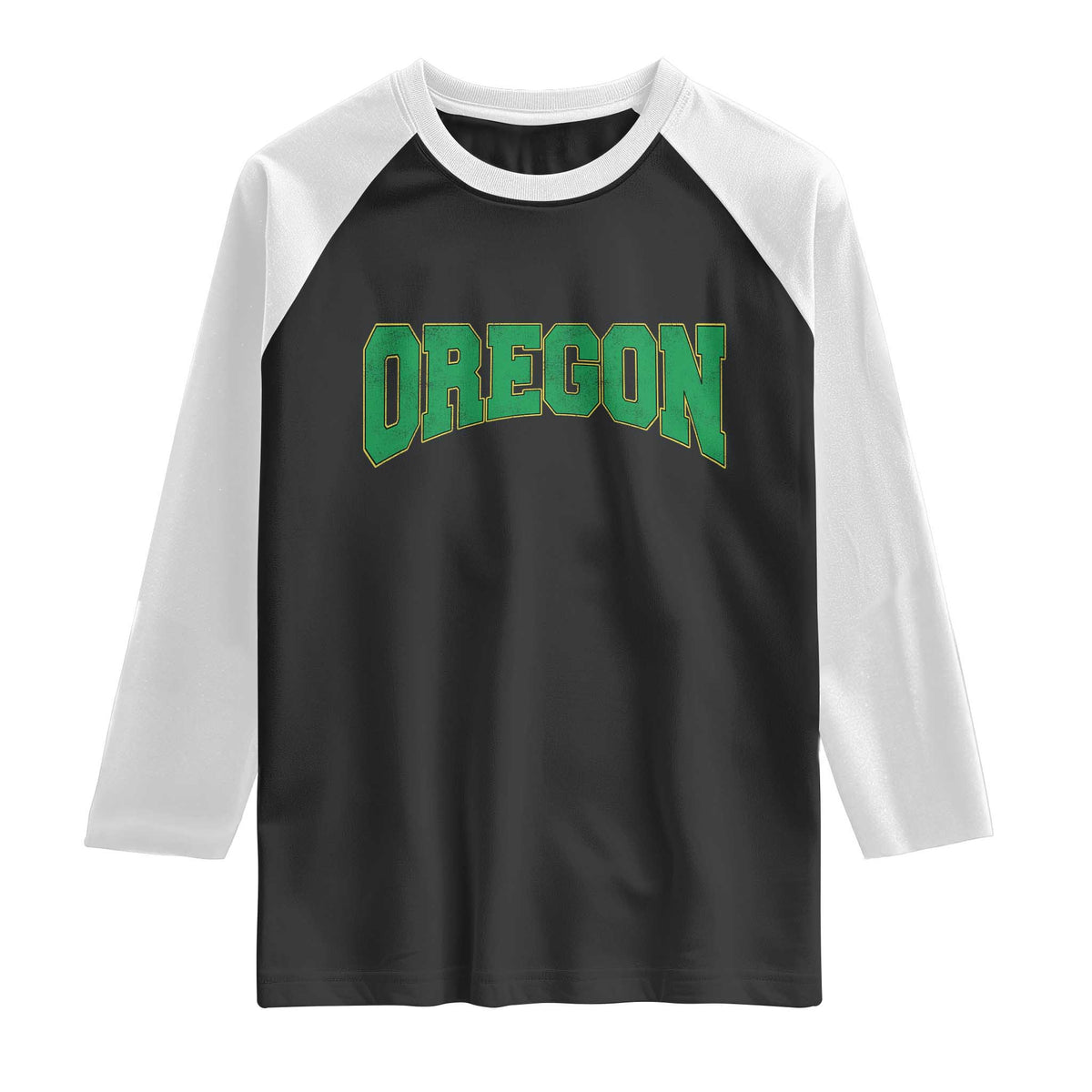 Oregon Sports Throwback Design Jersey Style Raglan Shirt