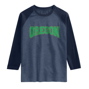 Oregon Sports Throwback Design Jersey Style Raglan Shirt