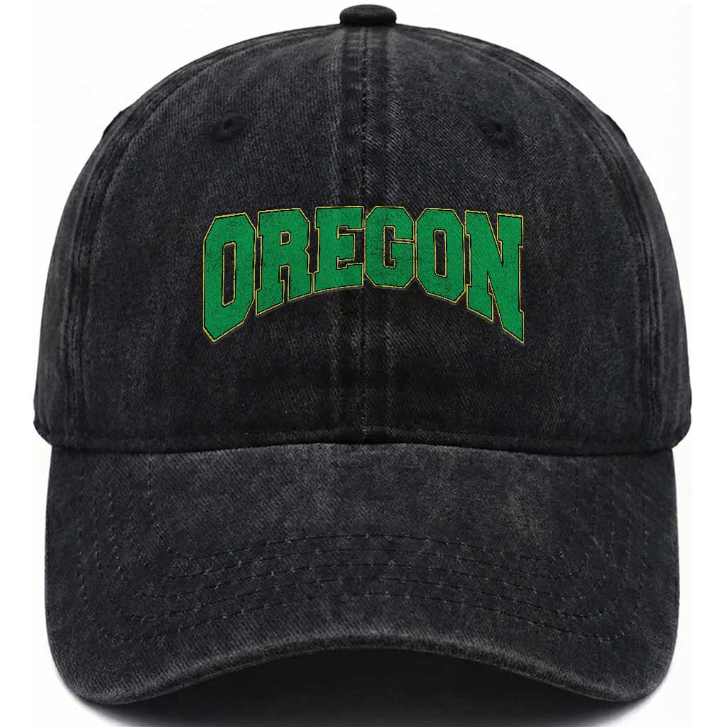 Oregon Sports Throwback Design Jersey Style Washed Cotton Baseball Cap