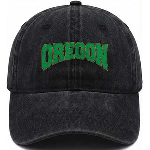 Oregon Sports Throwback Design Jersey Style Washed Cotton Baseball Cap