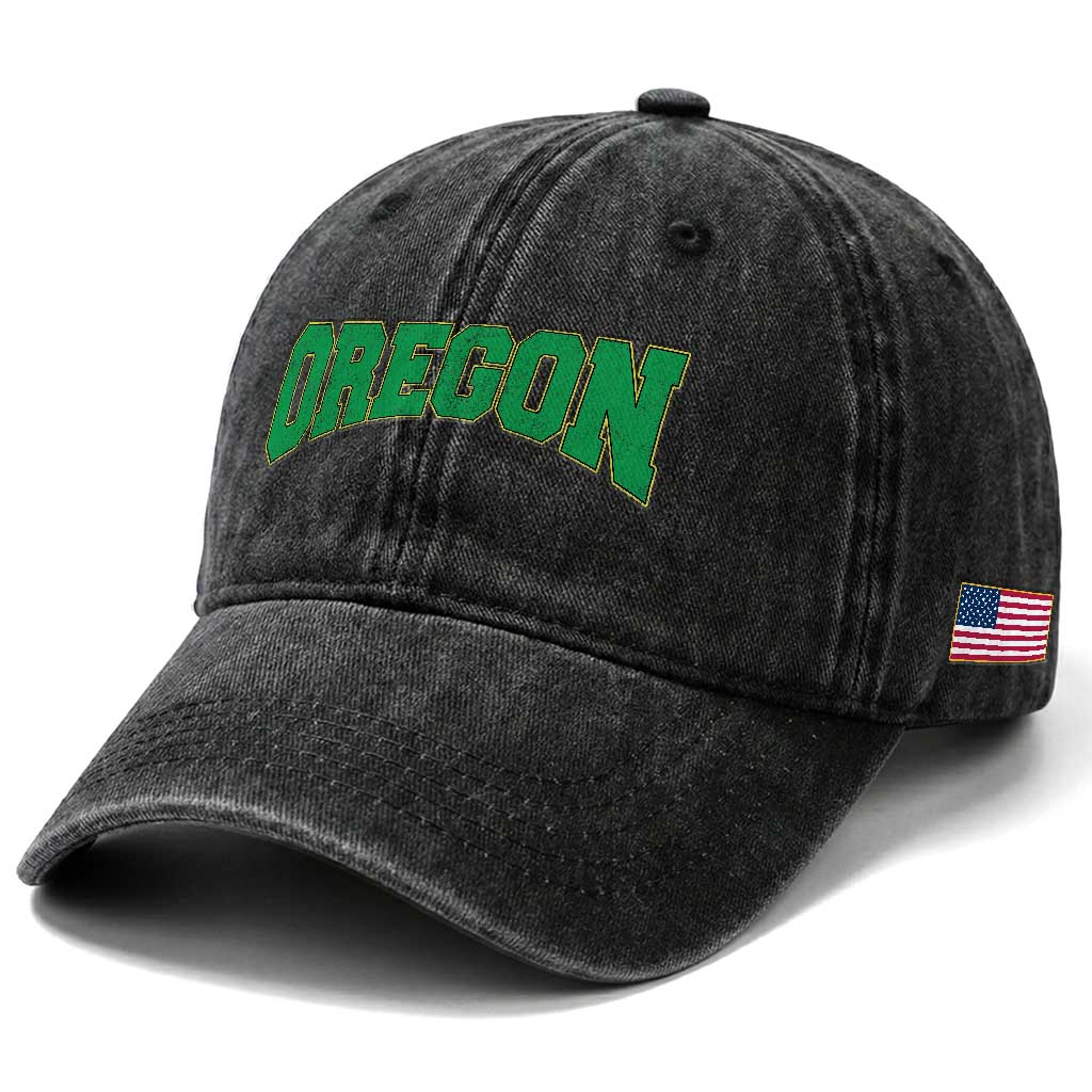 Oregon Sports Throwback Design Jersey Style Washed Cotton Baseball Cap