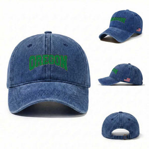 Oregon Sports Throwback Design Jersey Style Washed Cotton Baseball Cap