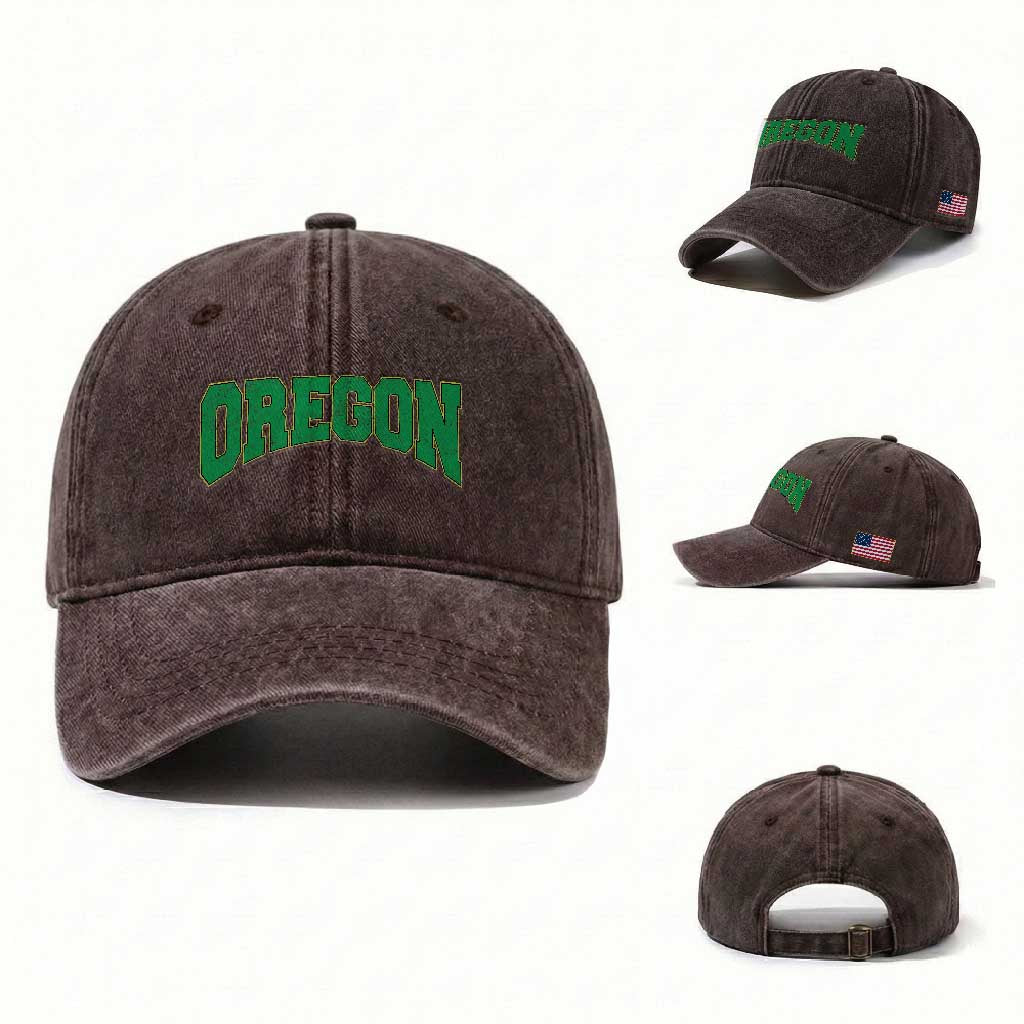 Oregon Sports Throwback Design Jersey Style Washed Cotton Baseball Cap