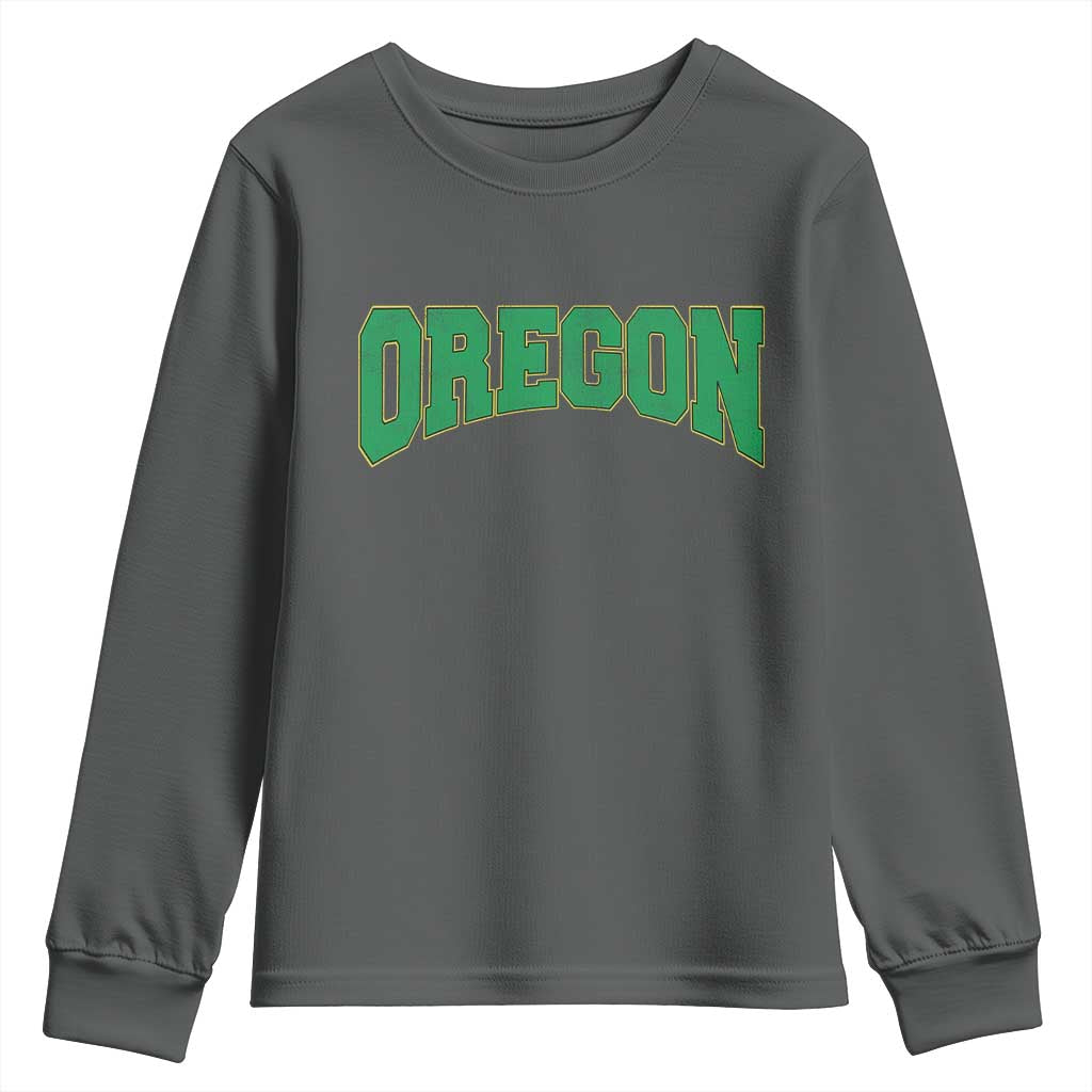 Oregon Sports Throwback Design Jersey Style Youth Sweatshirt