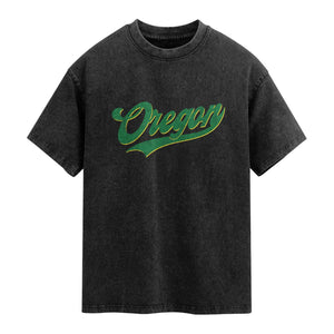 Oregon Vintage Varsity Script Classic Sports Jersey Style Washed Cotton T-Shirt