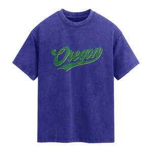 Oregon Vintage Varsity Script Classic Sports Jersey Style Washed Cotton T-Shirt
