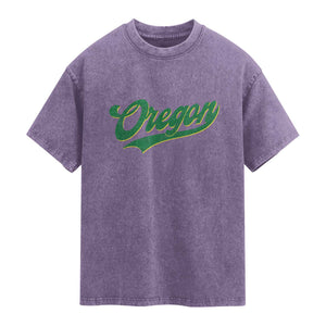 Oregon Vintage Varsity Script Classic Sports Jersey Style Washed Cotton T-Shirt