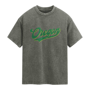 Oregon Vintage Varsity Script Classic Sports Jersey Style Washed Cotton T-Shirt