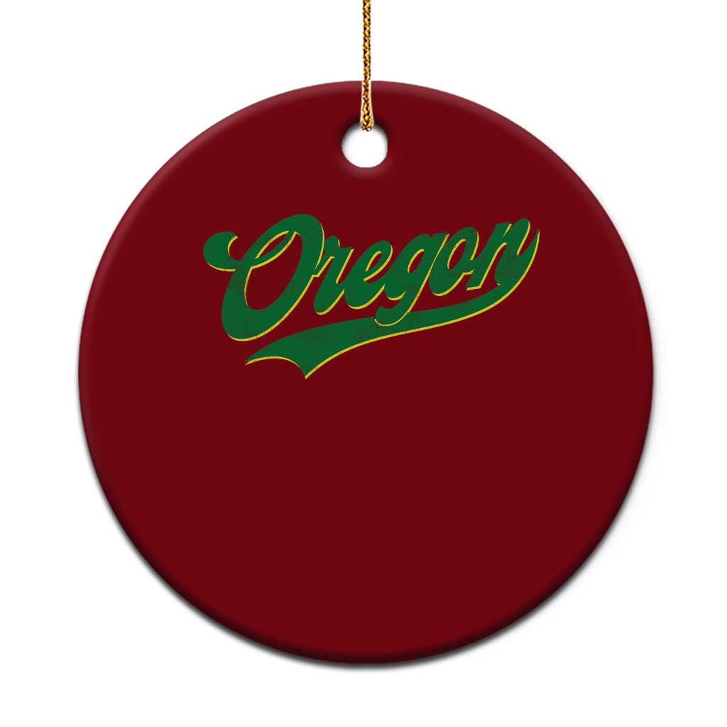 Oregon Vintage Varsity Script Classic Sports Jersey Style Ceramic Ornament