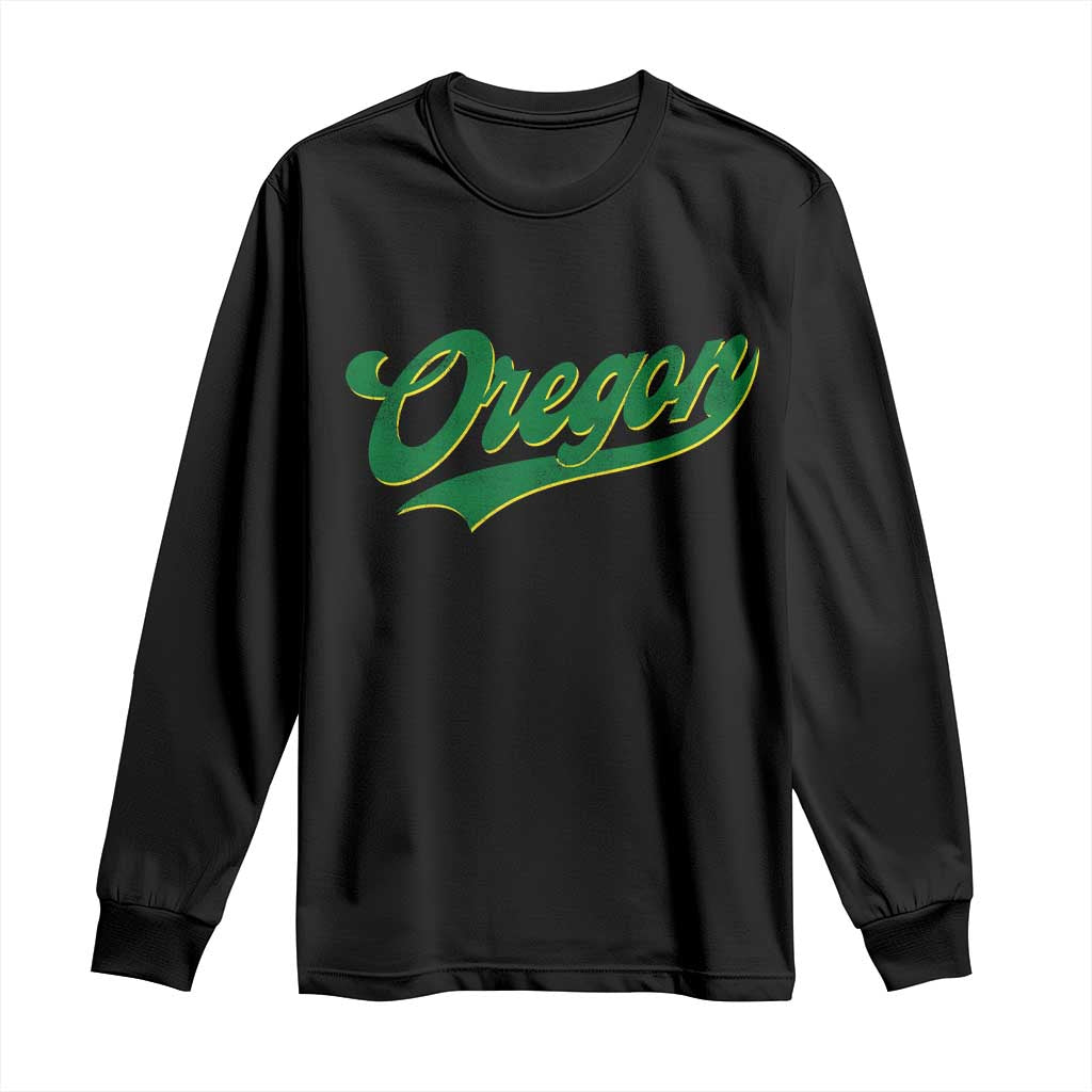 Oregon Vintage Varsity Script Classic Sports Jersey Style Long Sleeve Shirt