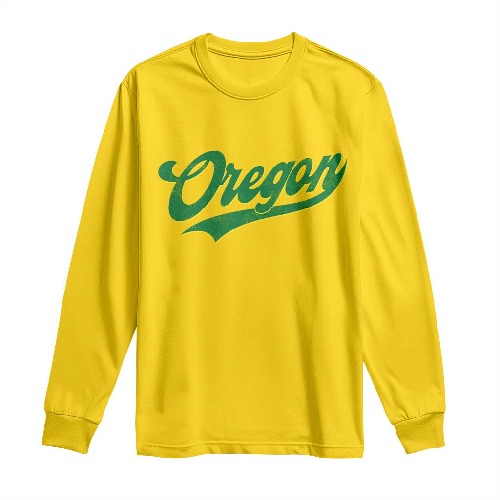 Oregon Vintage Varsity Script Classic Sports Jersey Style Long Sleeve Shirt