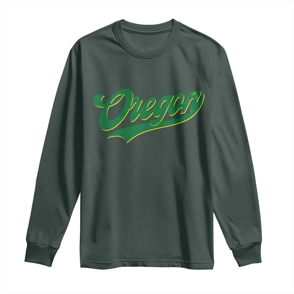 Oregon Vintage Varsity Script Classic Sports Jersey Style Long Sleeve Shirt