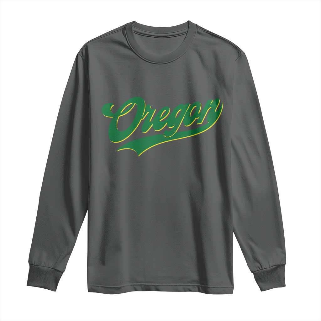 Oregon Vintage Varsity Script Classic Sports Jersey Style Long Sleeve Shirt