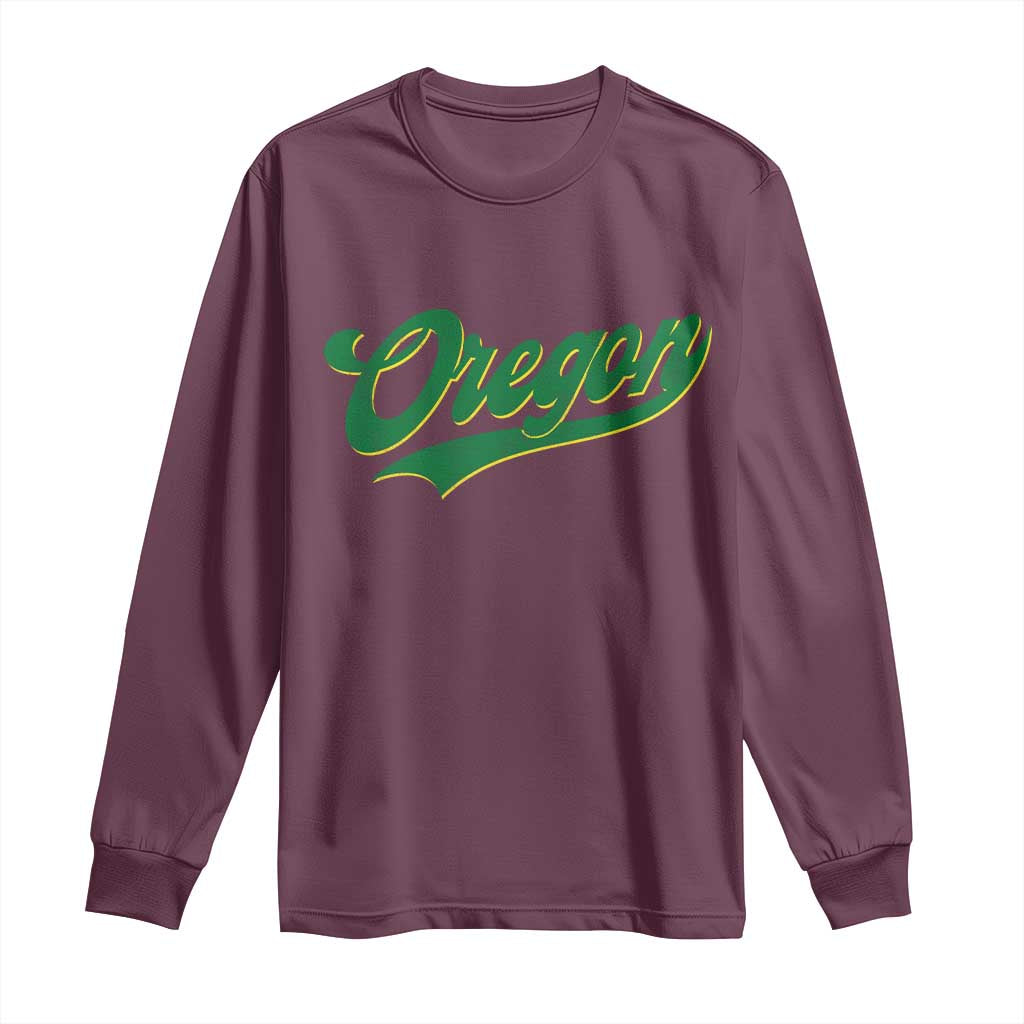 Oregon Vintage Varsity Script Classic Sports Jersey Style Long Sleeve Shirt