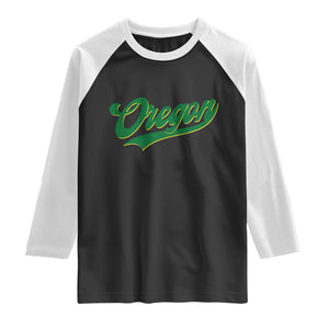 Oregon Vintage Varsity Script Classic Sports Jersey Style Raglan Shirt