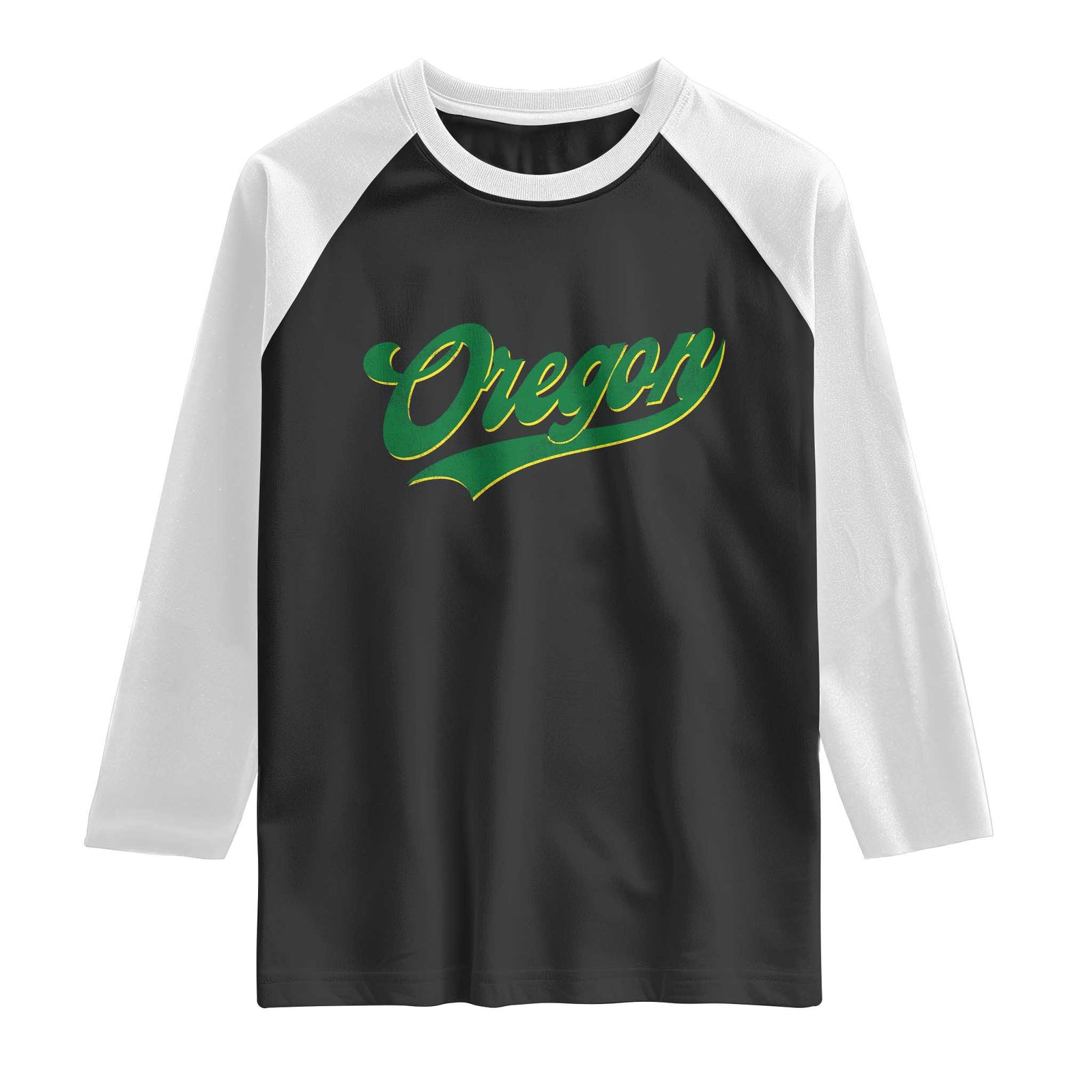 Oregon Vintage Varsity Script Classic Sports Jersey Style Raglan Shirt