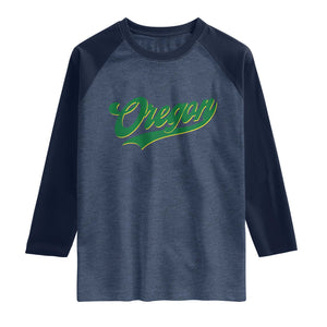 Oregon Vintage Varsity Script Classic Sports Jersey Style Raglan Shirt