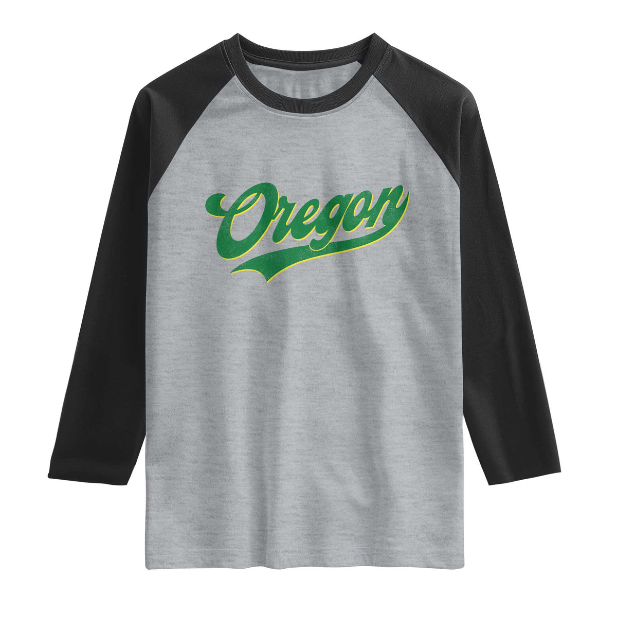 Oregon Vintage Varsity Script Classic Sports Jersey Style Raglan Shirt