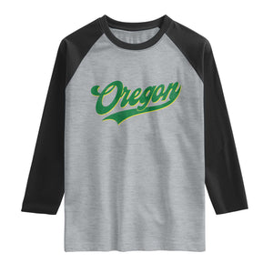 Oregon Vintage Varsity Script Classic Sports Jersey Style Raglan Shirt