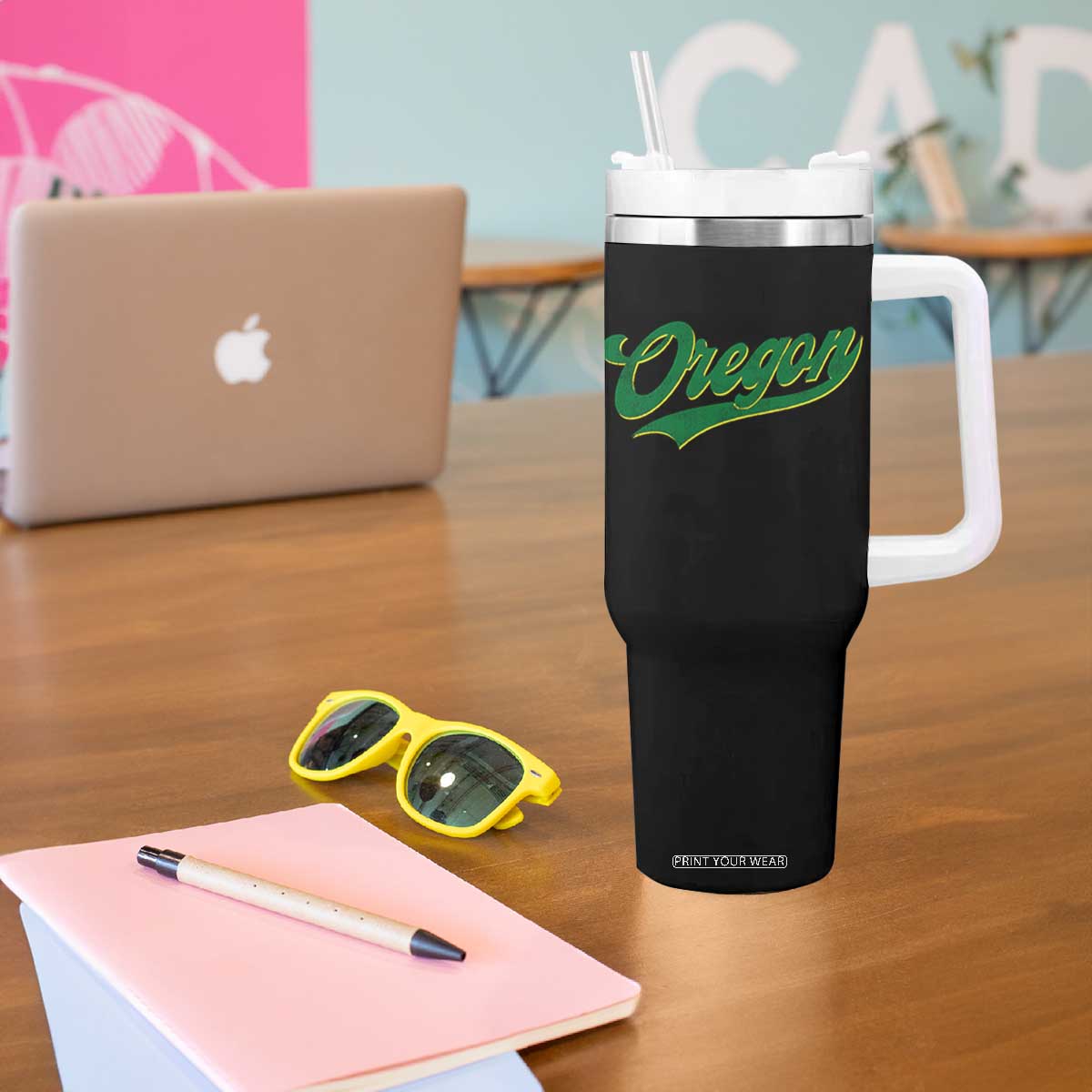 Oregon Vintage Varsity Script Classic Sports Jersey Style Tumbler With Handle