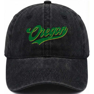 Oregon Vintage Varsity Script Classic Sports Jersey Style Washed Cotton Baseball Cap