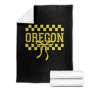 Oregon Sports Coquette Bow Checkered Design Game Day Throw Blanket