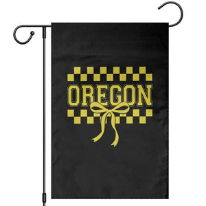 Oregon Sports Coquette Bow Checkered Design Game Day Garden Flag