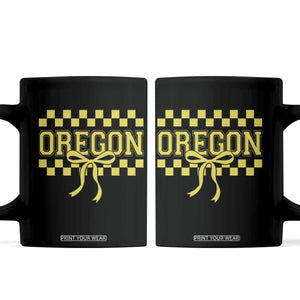Oregon Sports Coquette Bow Checkered Design Game Day Coffee Mug