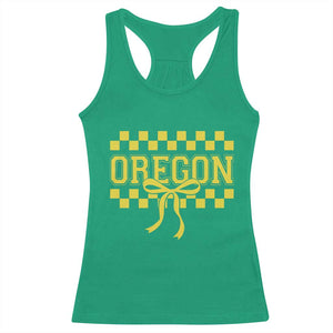 Oregon Sports Coquette Bow Checkered Design Game Day Racerback Tank Top