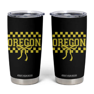 Oregon Sports Coquette Bow Checkered Design Game Day Tumbler Cup