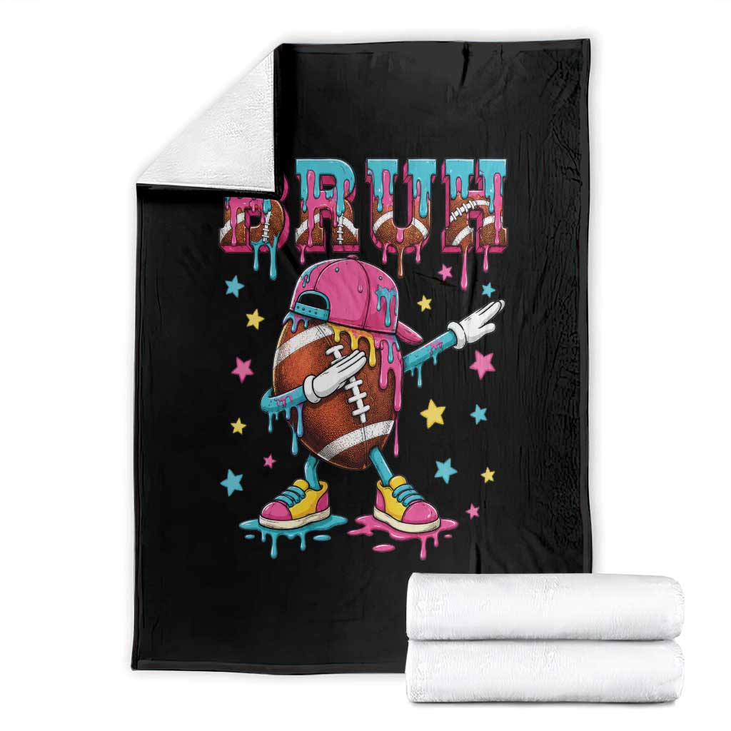 Funny Bruh Football Ice Cream Drip Throw Blanket Game Day Dripping