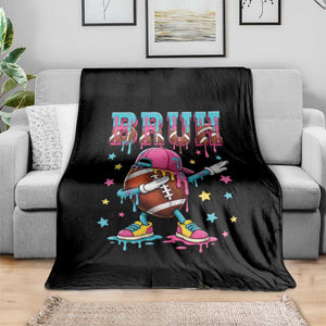 Funny Bruh Football Ice Cream Drip Throw Blanket Game Day Dripping