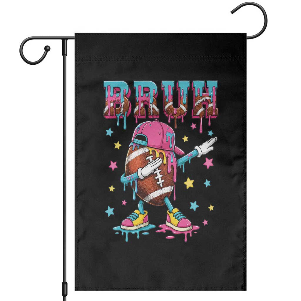 Funny Bruh Football Ice Cream Drip Garden Flag Game Day Dripping