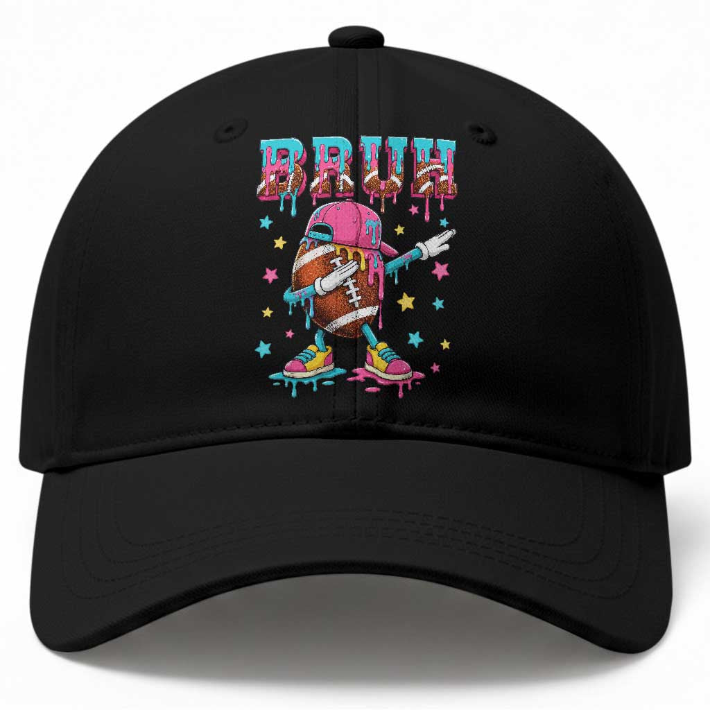 Funny Bruh Football Ice Cream Drip Baseball Cap Game Day Dripping
