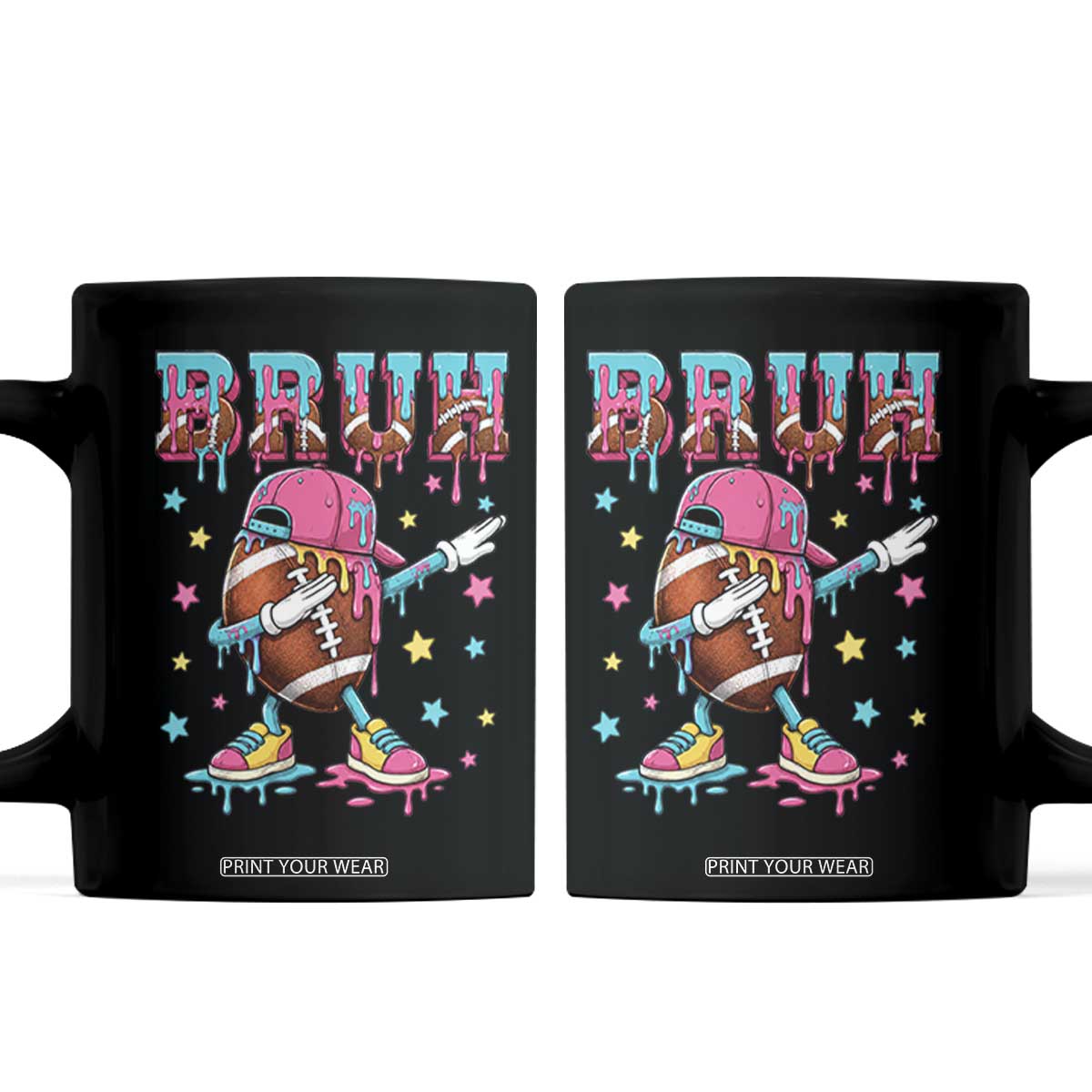 Funny Bruh Football Ice Cream Drip Coffee Mug Game Day Dripping