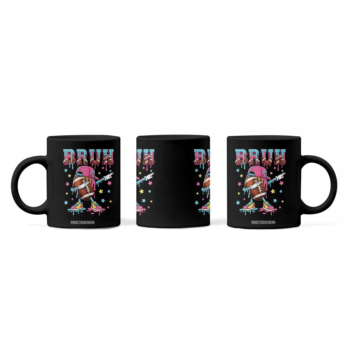 Funny Bruh Football Ice Cream Drip Coffee Mug Game Day Dripping