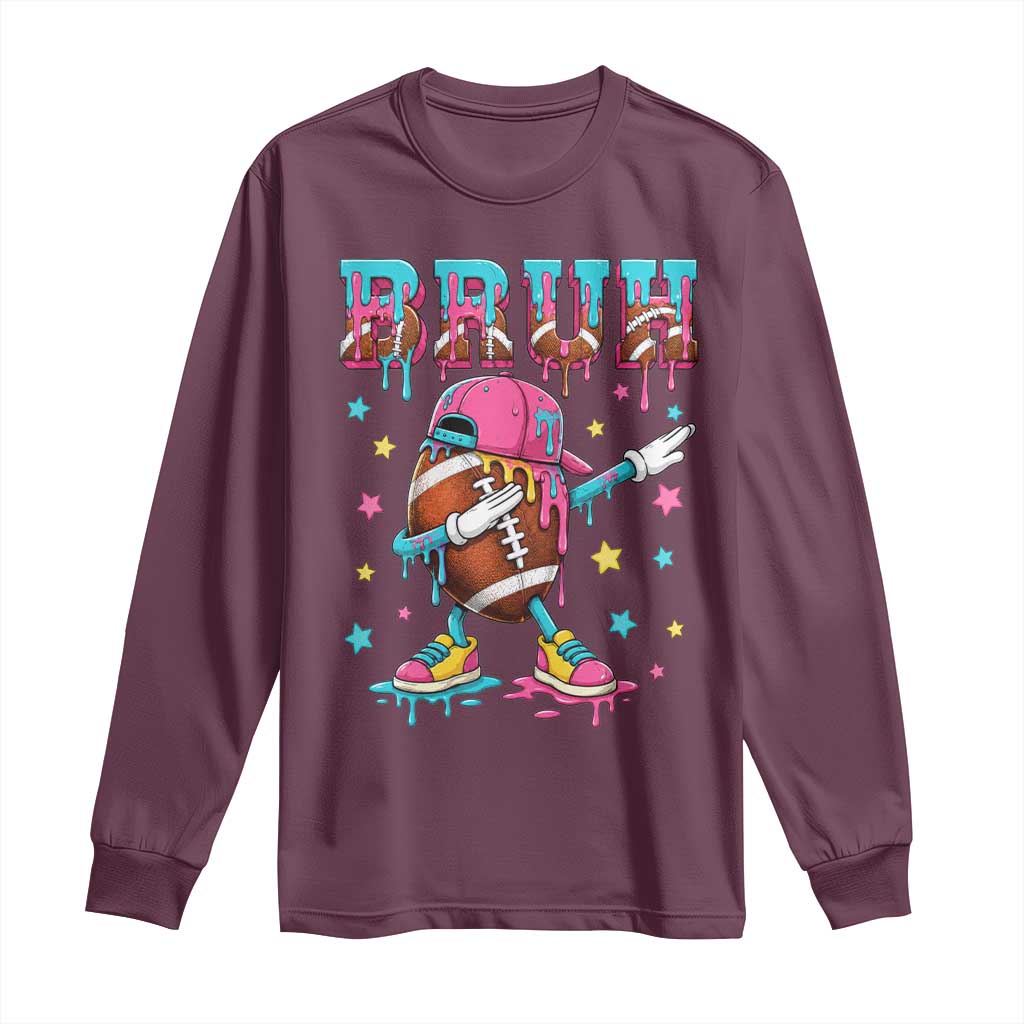 Funny Bruh Football Ice Cream Drip Long Sleeve Shirt Game Day Dripping