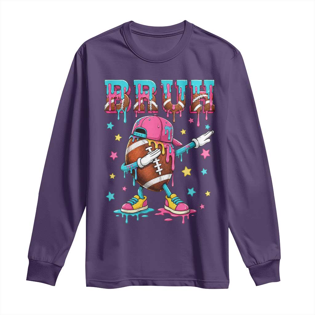 Funny Bruh Football Ice Cream Drip Long Sleeve Shirt Game Day Dripping