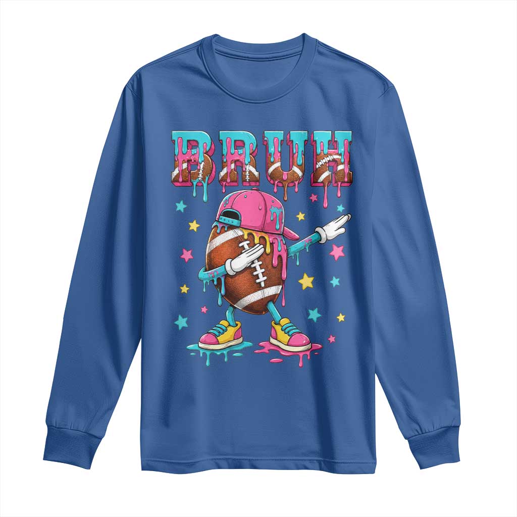 Funny Bruh Football Ice Cream Drip Long Sleeve Shirt Game Day Dripping